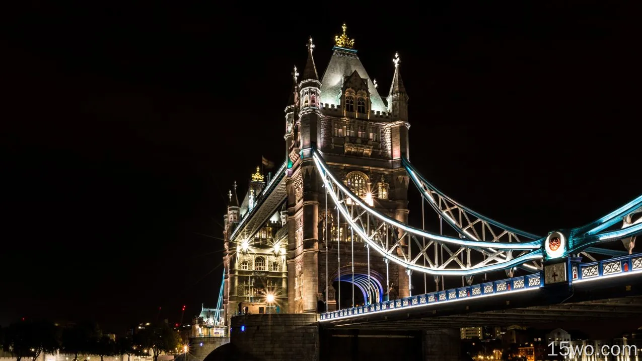 人造 伦敦塔桥 桥 伦敦 夜晚 高清壁纸
