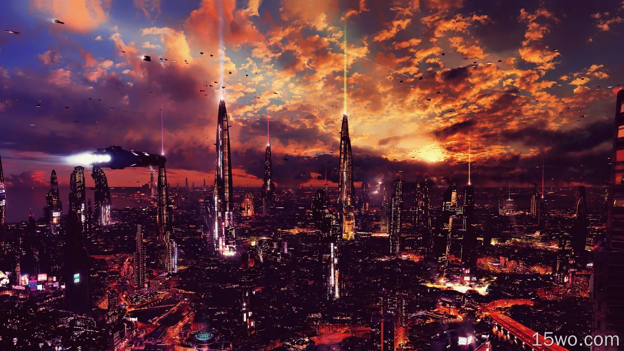 科幻 城市 Cityscape 未来主义 建筑 摩天大楼 云 高清壁纸