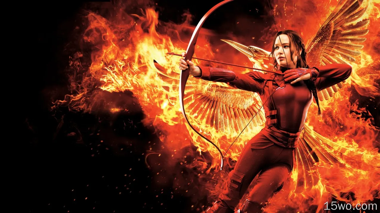 电影 饥饿游戏3：嘲笑鸟（下） 饥饿游戏 詹妮弗·劳伦斯 Wings Bow 火焰 火 凤凰 Katniss Everdeen 高清壁纸