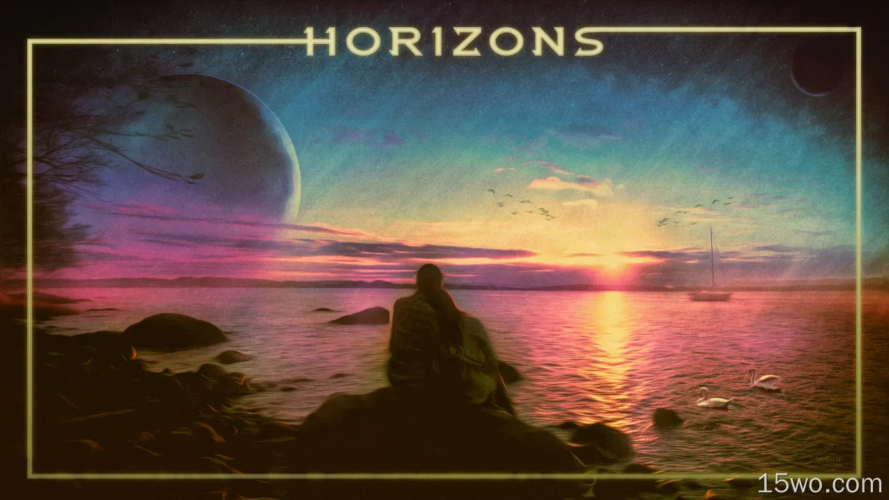 奇幻 风景 Couple 天鹅 湖泊 Poster 情人节 星球 科幻 Horizon 高清壁纸