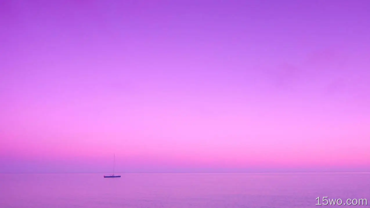 孤舟，日落，天际线
