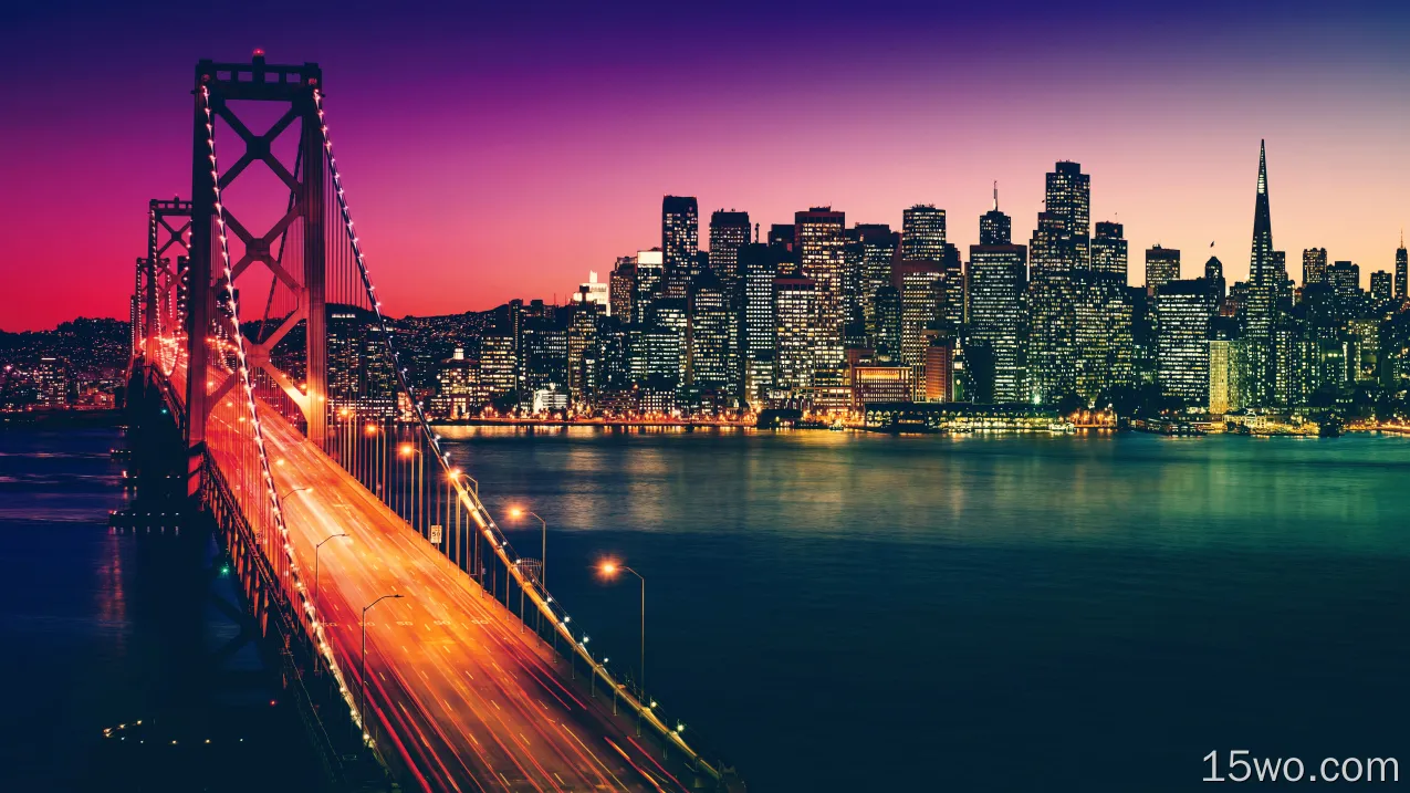 人造 金门大桥 桥 旧金山 California Cityscape Sunlight 日落 高清壁纸