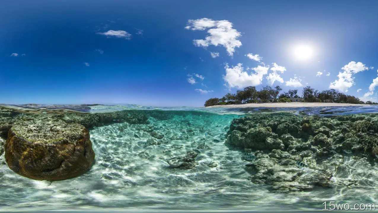 自然 Underwater Great Barrier Reef 岩石 海洋 岛屿 澳大利亚 高清壁纸