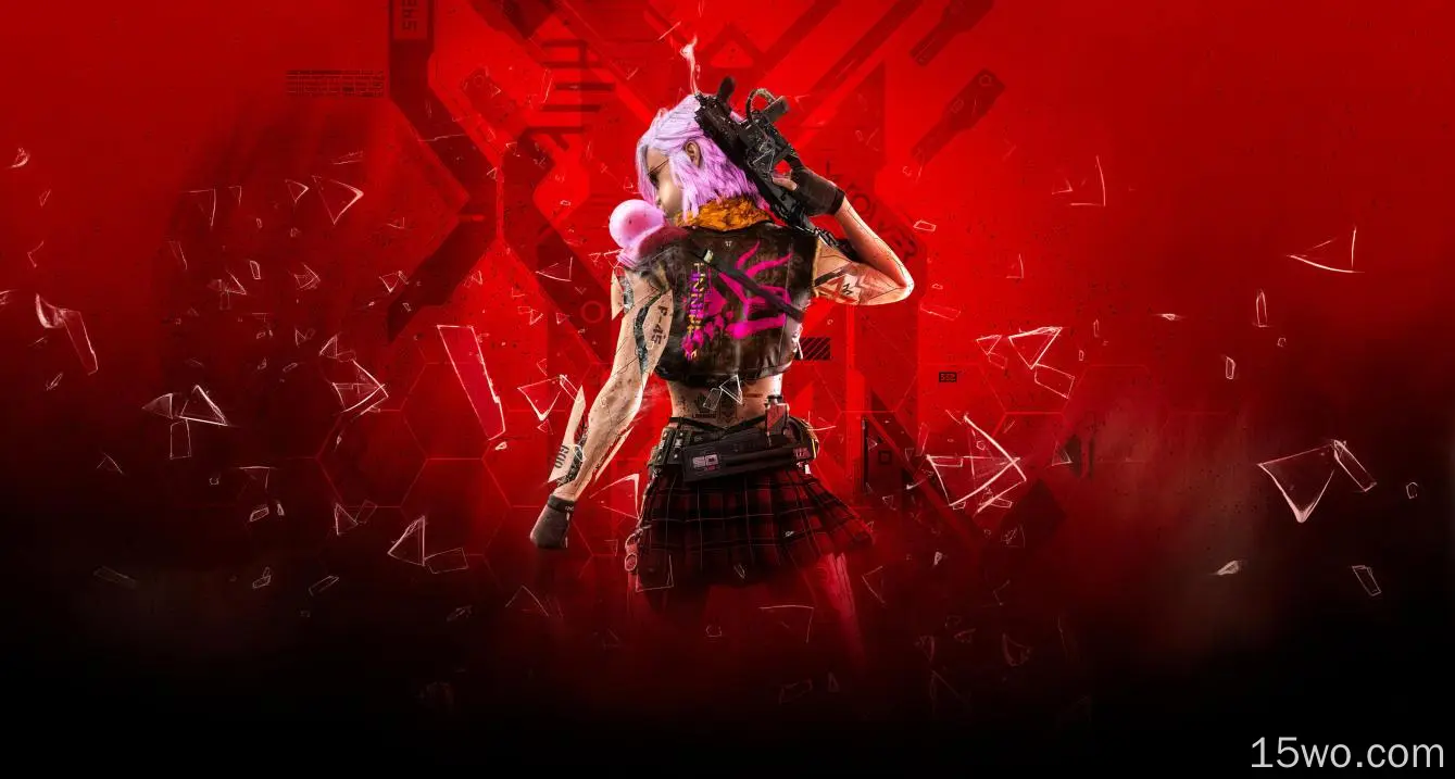 科幻 赛博朋克 Woman Warrior 女孩 Pink Hair 武器 高清壁纸