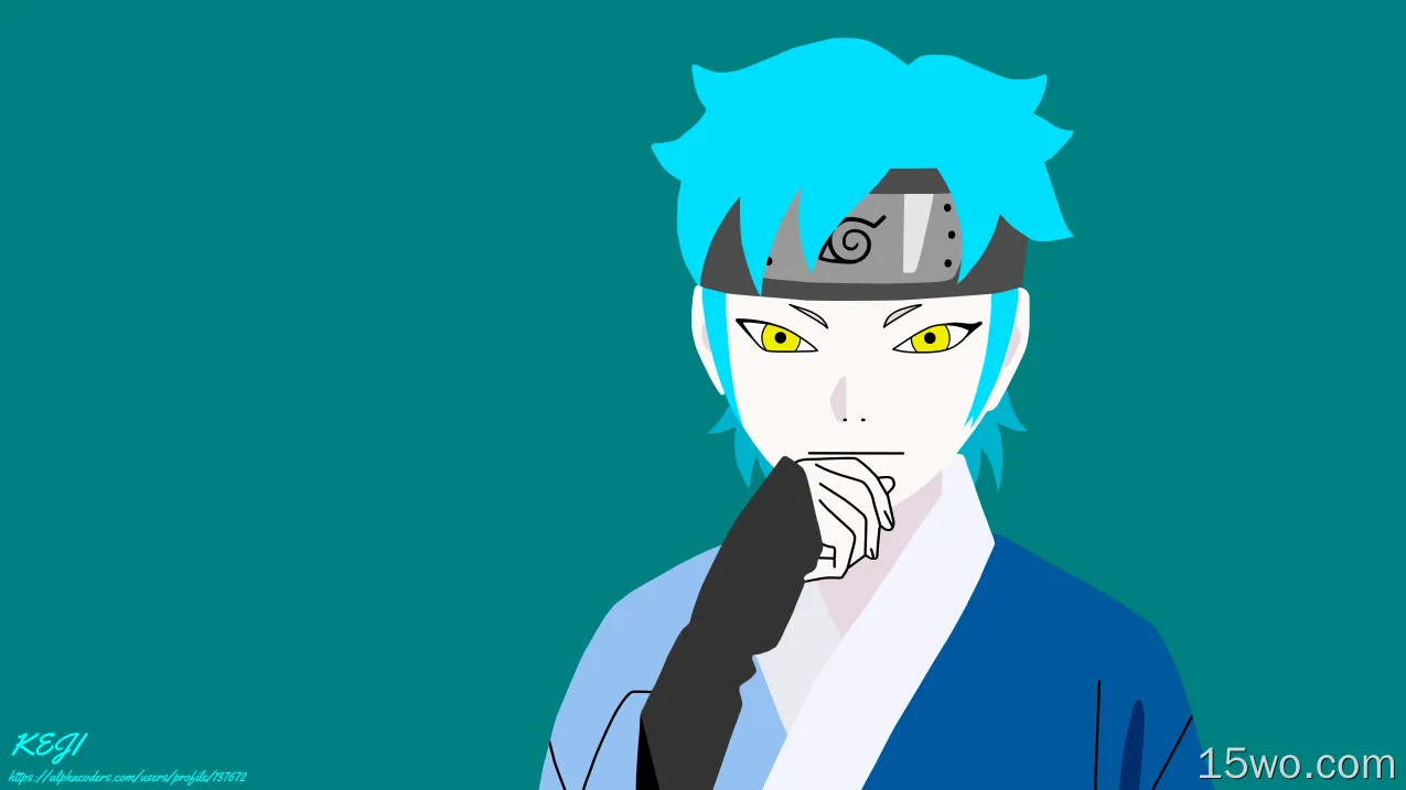 动漫 博人传 火影忍者 Boruto: Naruto Next Generations Mitsuki Blue Hair Yellow Eyes Minimalist 高清壁纸