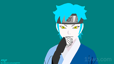 动漫 博人传 火影忍者 Boruto: Naruto Next Generations Mitsuki Blue Hair Yellow Eyes Minimalist 高清壁纸 7680x4320