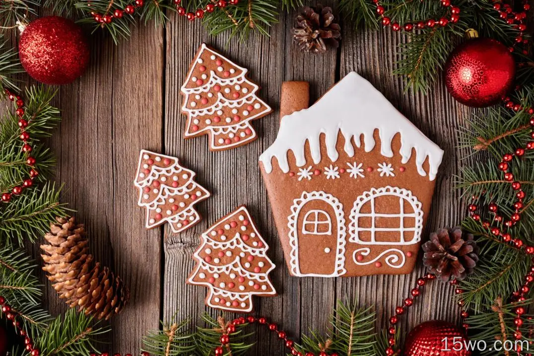 食物 饼干 Christmas Ornaments 圣诞节 Christmas Tree Gingerbread 木质 高清壁纸