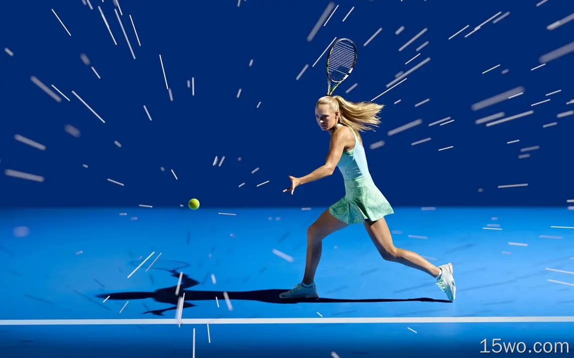 ay17网球女孩蓝色运动插图艺术