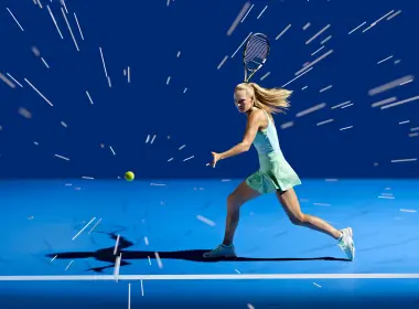 ay17网球女孩蓝色运动插图艺术 3840x2400