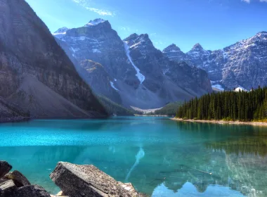 自然 梦莲湖 湖泊 Banff National Park Alberta 加拿大 Canadian Rockies 山 倒影 峭壁 高清壁纸 3840x2160