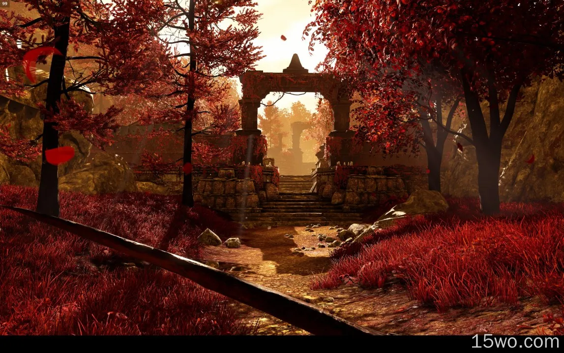video games,Far Cry 4,trees,stairs,petals,grass,forest,CGI