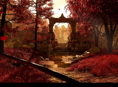 video games,Far Cry 4,trees,stairs,petals,grass,forest,CGI 2560x1600