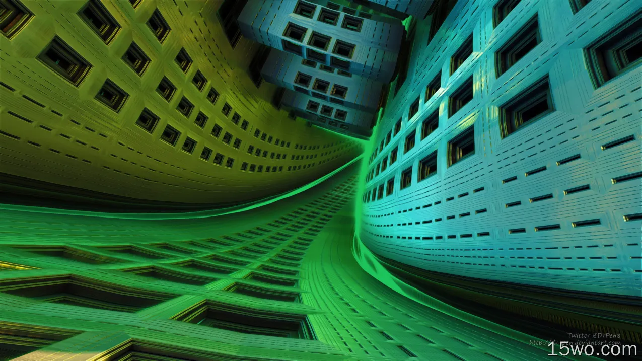 抽象 分形 3D 艺术 数字艺术 Mandelbulb 3D 绿色 Glow CGI 几何 高清壁纸