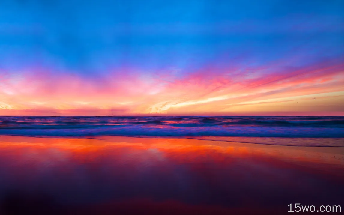 自然 日落 景致 海滩 Horizon Colorful 高清壁纸
