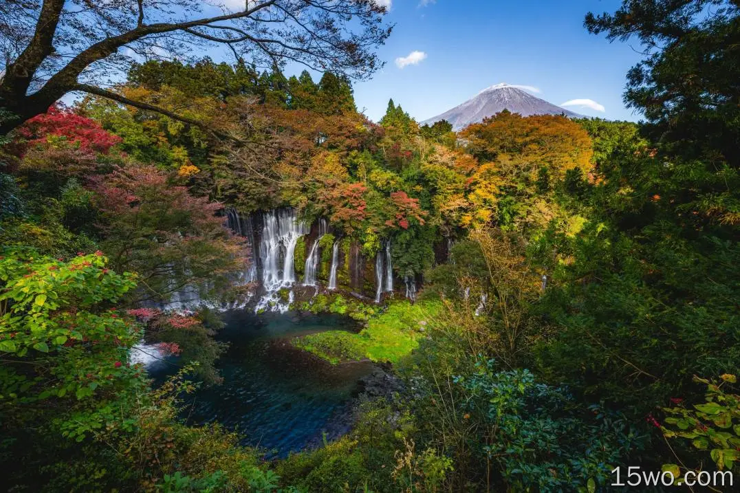 自然 瀑布 日本 Shiraito Falls 大自然 湖泊 高清壁纸