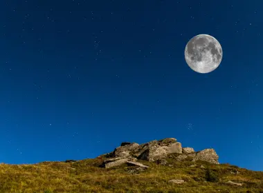 星星、月亮、岩石、小山、风景 5472x3648