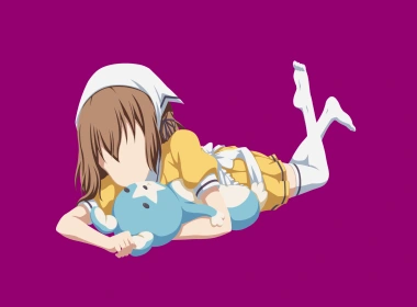 动漫 调教咖啡厅 Mafuyu Hoshikawa Anime 女孩 Lying Down Brown Hair Short Hair Maid Thigh Highs Dress Yellow Dress Headdress Minimalist 高清壁纸 3840x2160