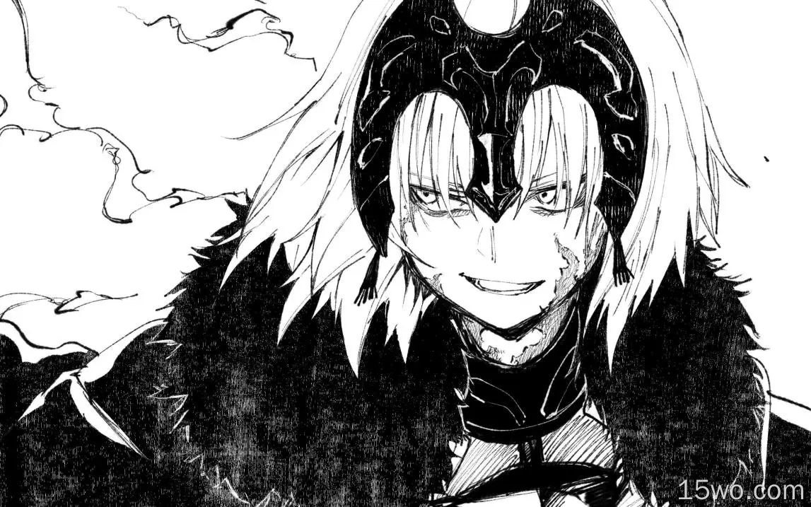 动漫 命运/冠位指定 Fate系列 Avenger Jeanne d'Arc Alter Monochrome 黑白 Short Hair 女孩 Sketch Scar 高清壁纸