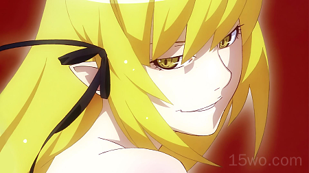 动漫 物语系列 Shinobu Oshino Kiss-shot Acerola-orion Heart-under-blade 女孩 面容 Smile Yellow Eyes Blonde 高清壁纸 3840x2160