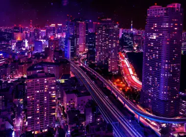 人造 东京 城市 日本 光 建筑 公路 夜晚 高清壁纸 3840x2160