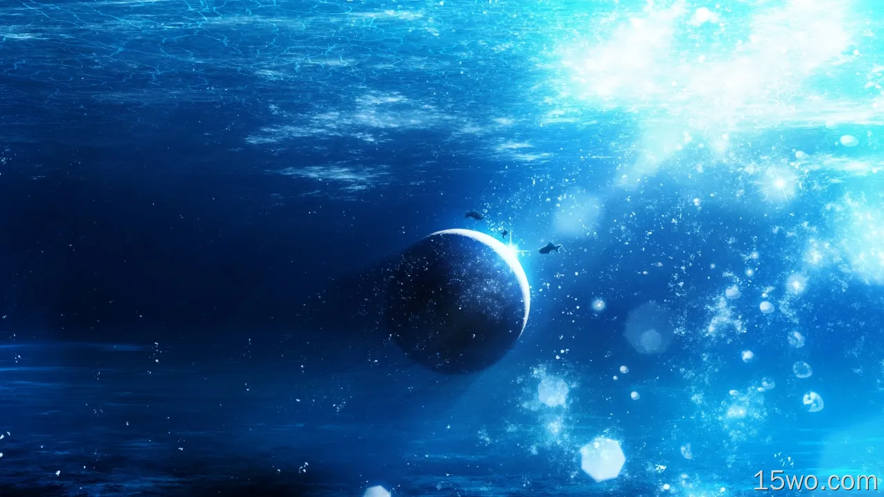 星球，溺水，水下，数字艺术