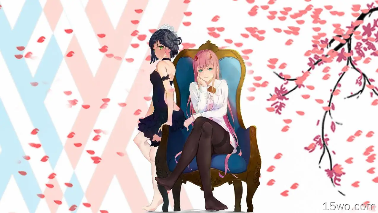 动漫 Darling in the FranXX Zero Two Ichigo Anime Cherry Blossom 高清壁纸