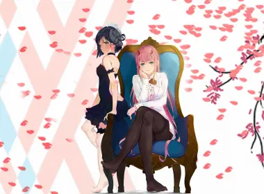 动漫 Darling in the FranXX Zero Two Ichigo Anime Cherry Blossom 高清壁纸 2560x1440