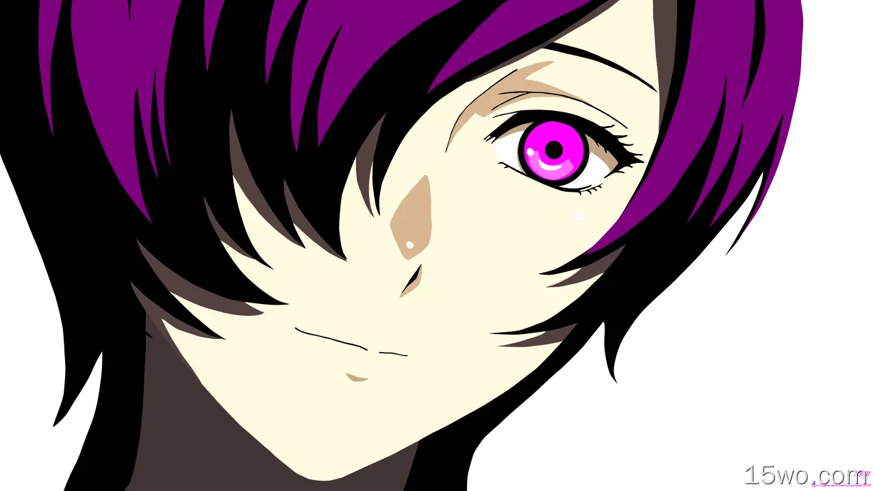 动漫 东京食尸鬼Re Touka Kirishima Purple Hair Pink Eyes Smile 女孩 Minimalist 高清壁纸