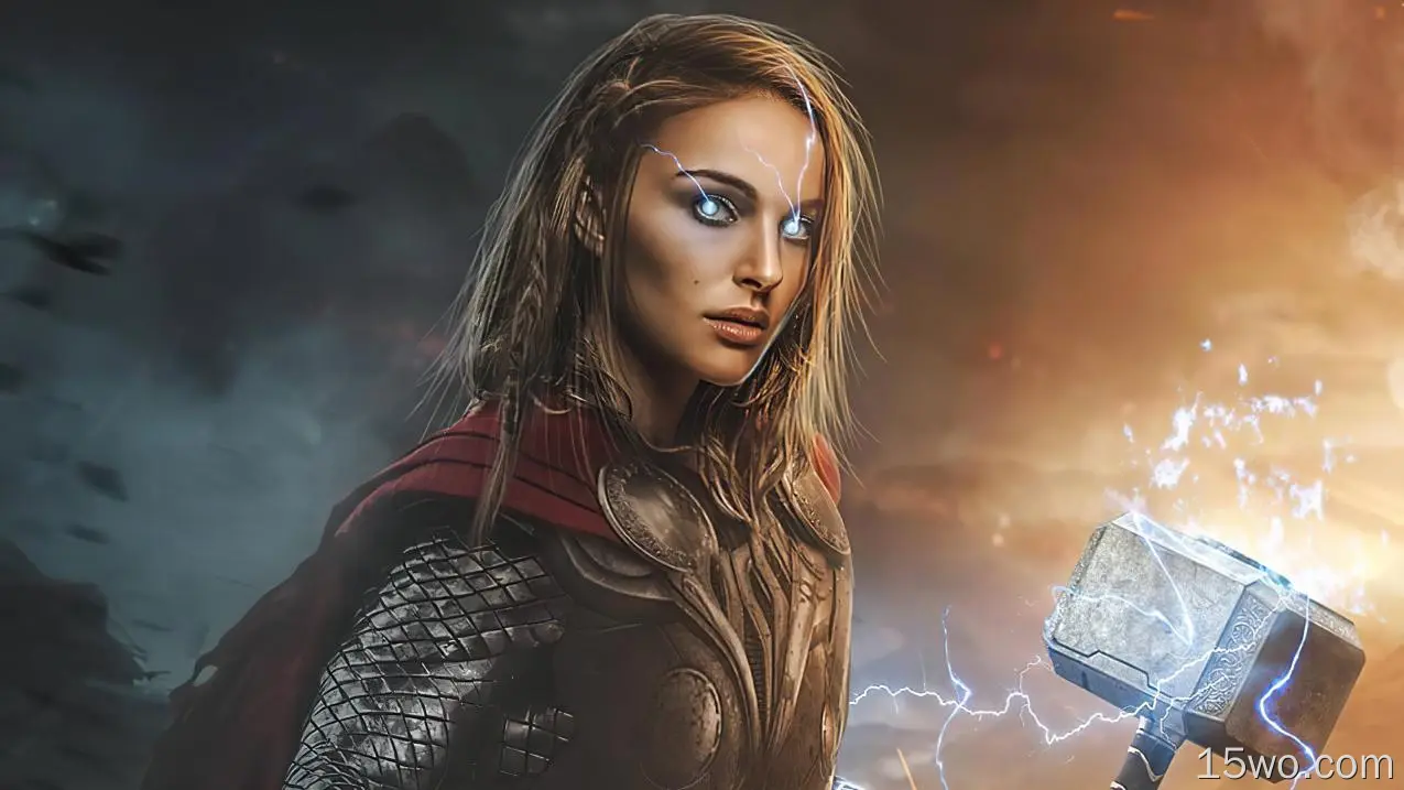 电影 Thor: Love and Thunder 娜塔丽·波特曼 Jane Foster Mjölnir Lady Thor 高清壁纸