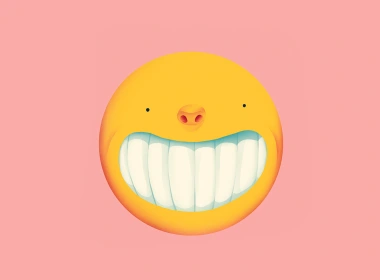 ba95微笑爱情粉色可爱插图艺术黄色 3840x2400