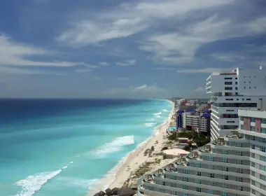 人造 度假酒店 Cancún 墨西哥 酒店 海滩 海洋 Sea 绿松石 Horizon 高清壁纸 3279x2001