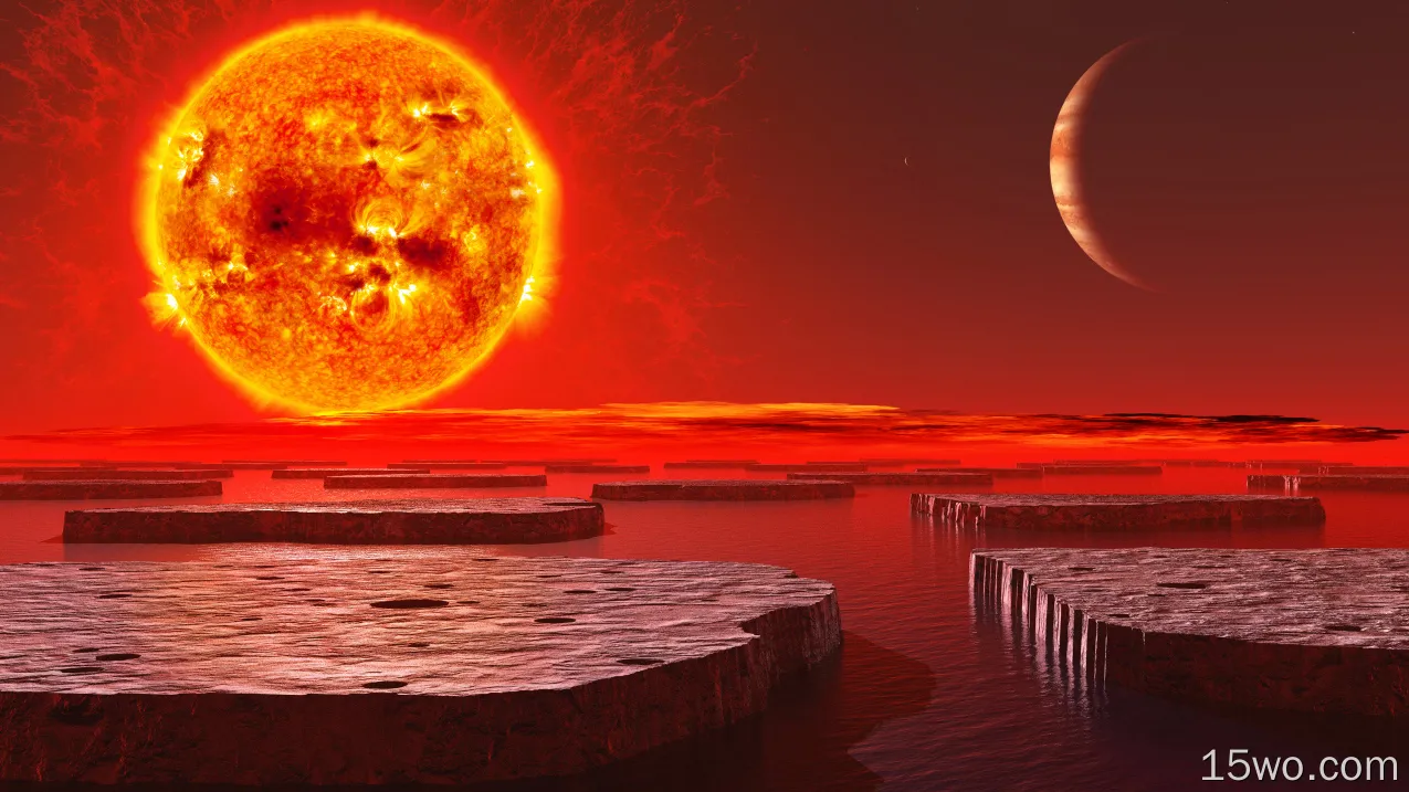科幻 风景 太阳 Horizon 星球 orange 高清壁纸