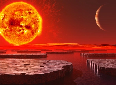 科幻 风景 太阳 Horizon 星球 orange 高清壁纸 3840x2160