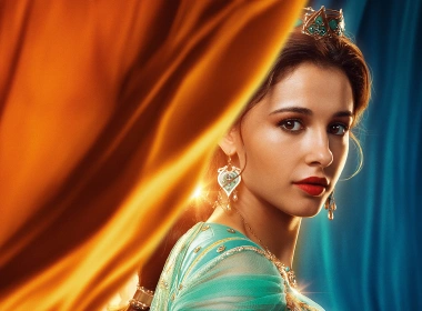电影 Aladdin (2019) Aladdin Princess Jasmine Naomi Scott Lipstick Brown Eyes Brunette British Actress Earrings 高清壁纸 5120x2880
