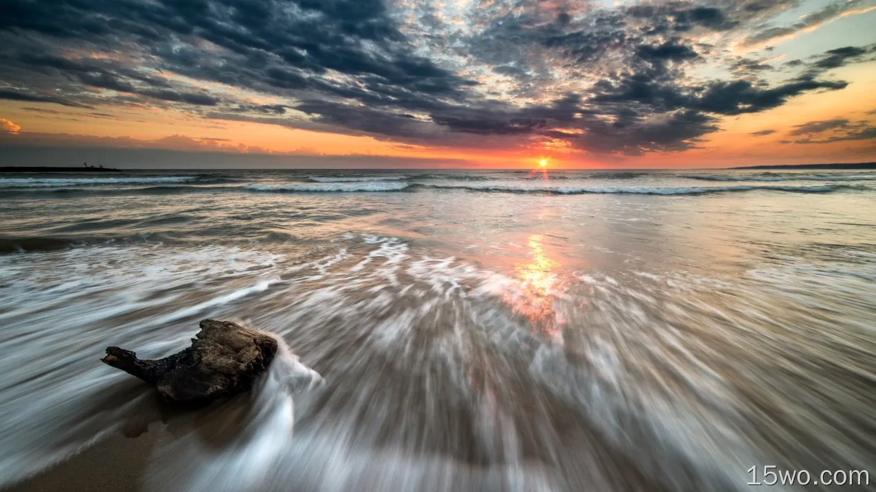 自然 日落 地球 海滩 海洋 Sea 太阳 Horizon 高清壁纸