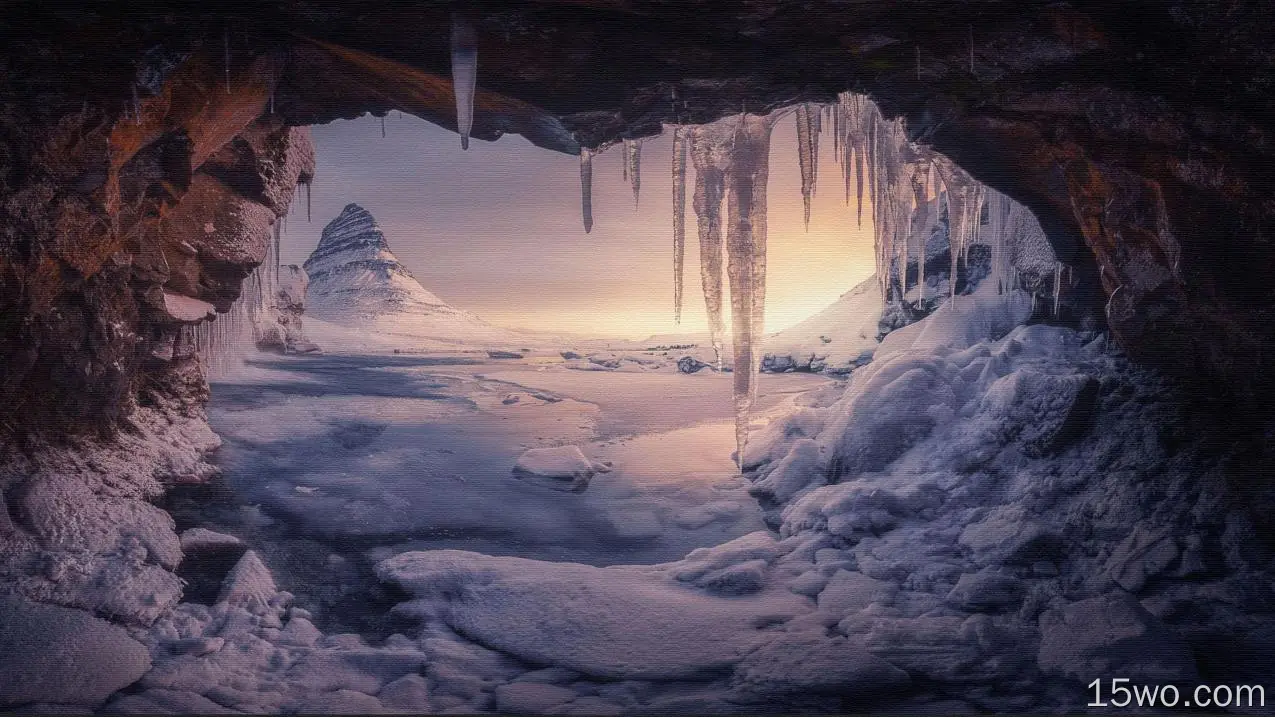 自然 洞穴 冰 Snow 高清壁纸