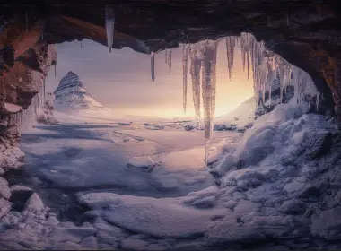 自然 洞穴 冰 Snow 高清壁纸 3840x2160