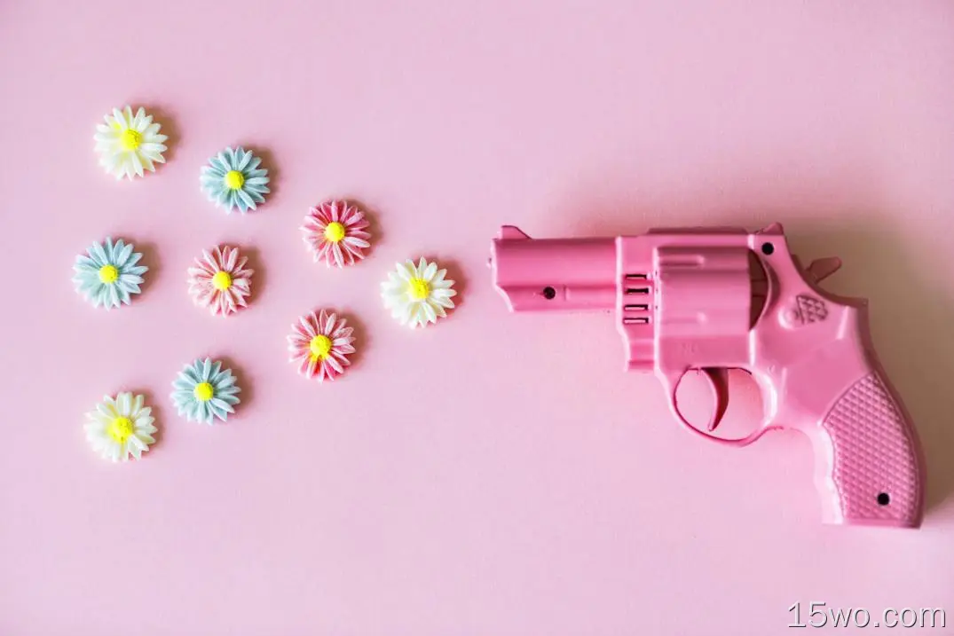 武器 左轮手枪 粉色 玩具 高清壁纸