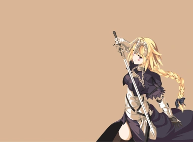 动漫 命运/外典 Fate系列 Jeanne d'Arc Ruler Anime Fate 女孩 武器 剑 Dress Black Dress Glove Braid Long Hair Headdress Thigh Highs Chain Blush Armor 高清壁纸 3840x2160