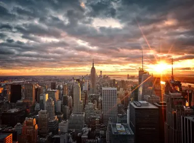 纽约市,曼哈顿,气氛,光,余辉,壁纸,3840x2160 3840x2160
