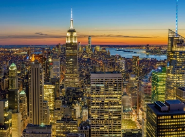 美国，纽约，摩天大楼，城市景观，建筑，夜晚，建筑，灯光 2560x1440