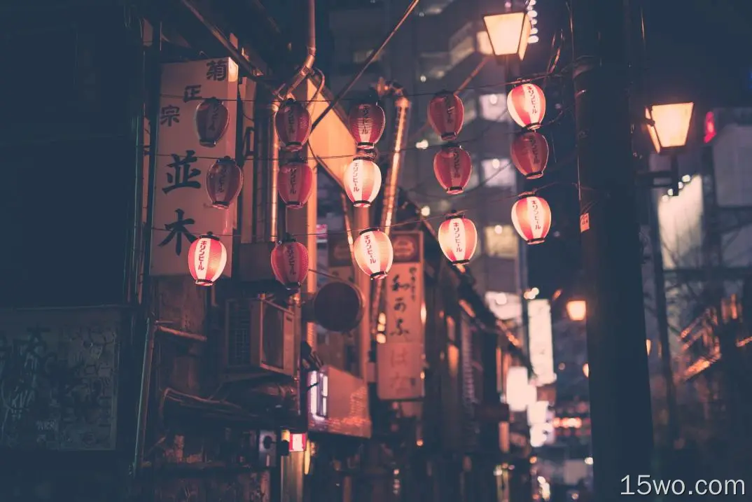 日本，灯笼，街道，文化