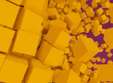 三维对象，黄色，立方体，几何形状 5120x2880