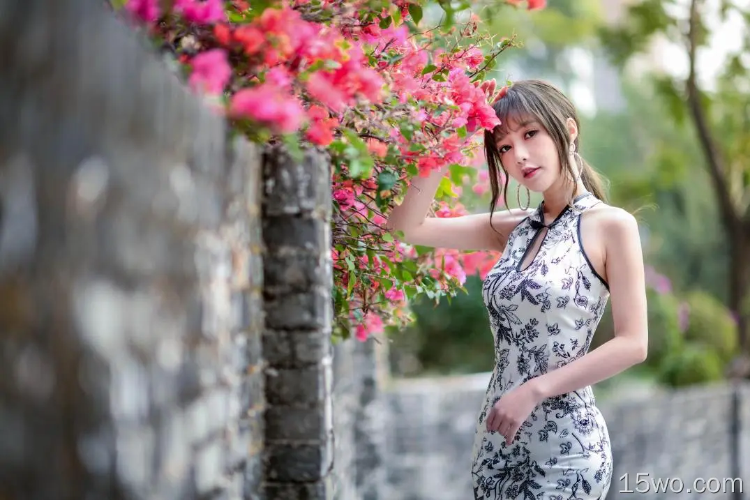 女性 亚洲 Woman 模特 女孩 Dress Brunette Depth Of Field 高清壁纸