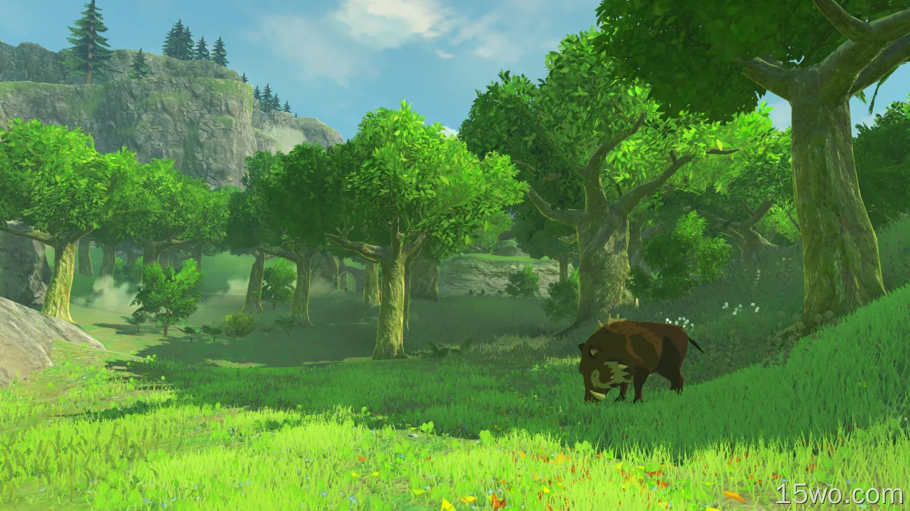 电子游戏 塞尔达传说：荒野之息 塞尔达传说 森林 野猪 树 高清壁纸