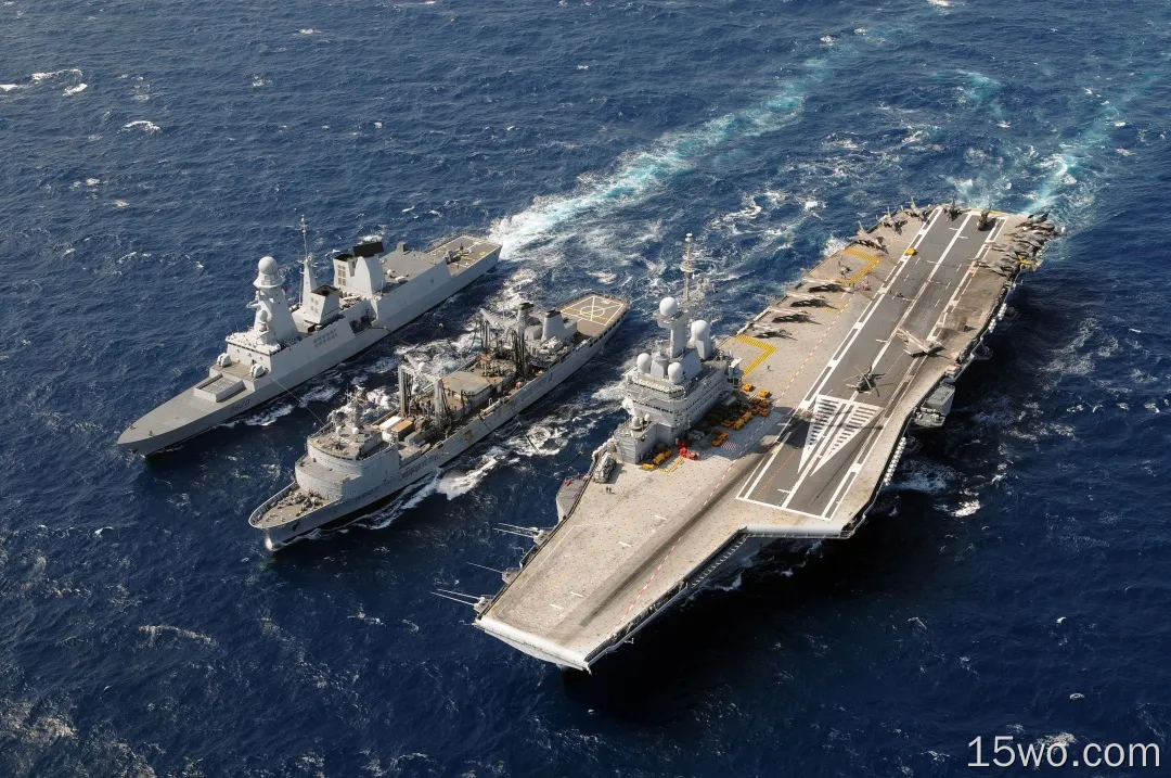军事 French aircraft carrier Charles de Gaulle Warship Aircraft Carrier French frigate Forbin 高清壁纸