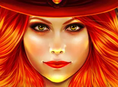 艺术 女性 Woman 女孩 Bright Red Hair Green Eyes 面容 高清壁纸 3600x1800