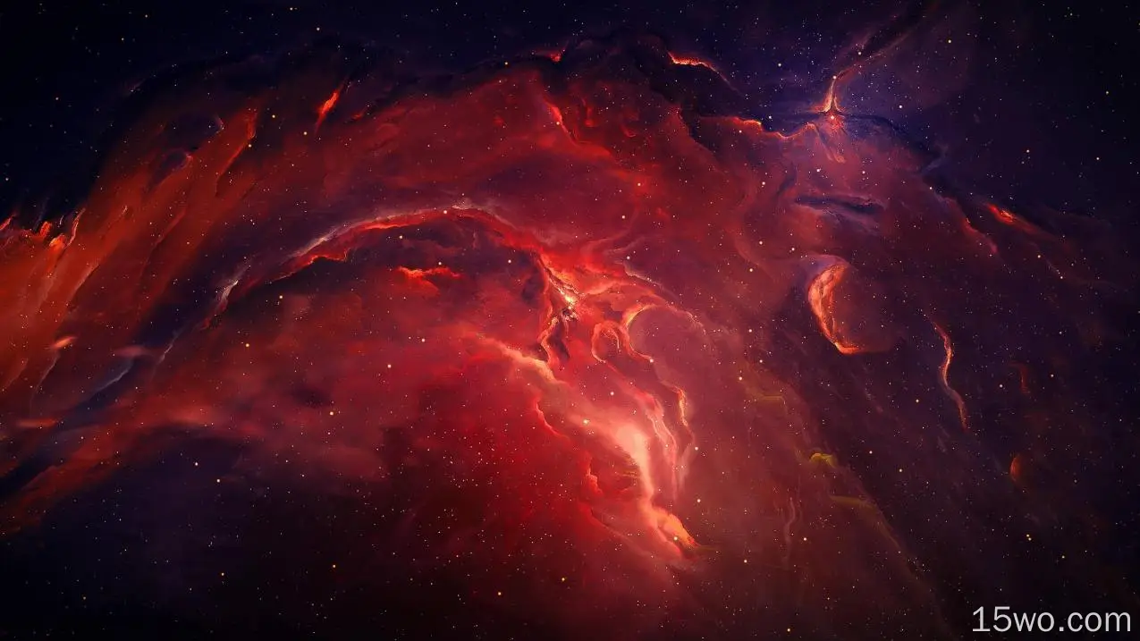 红色星云、星系、数字艺术