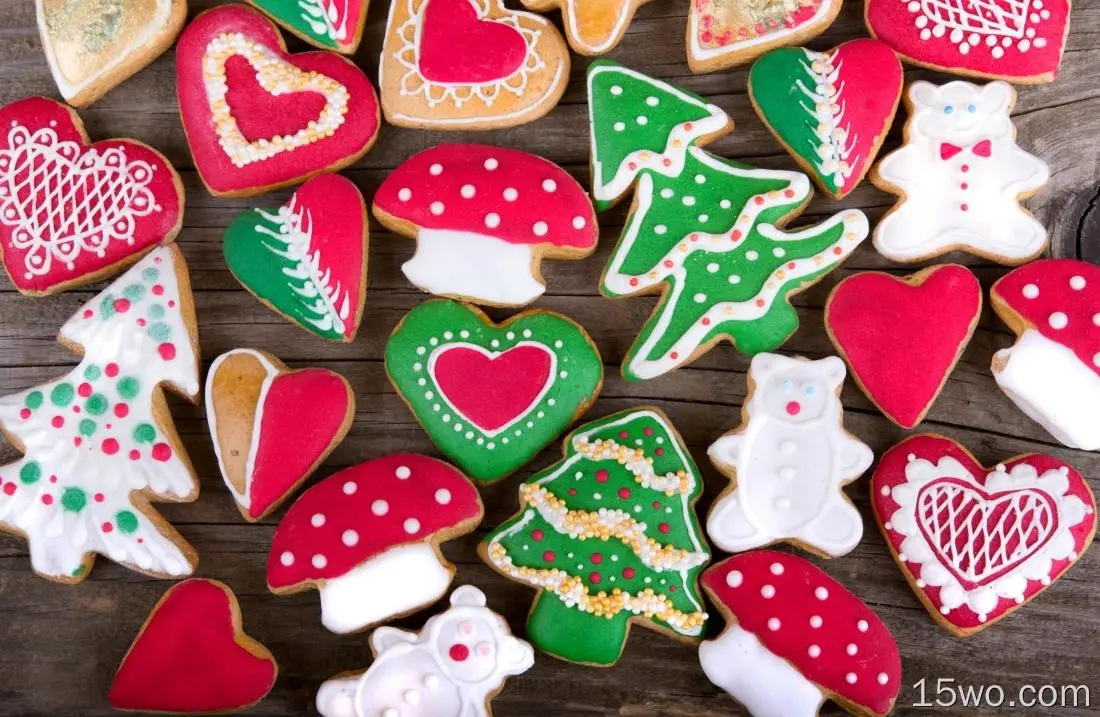 食物 饼干 圣诞节 Christmas Tree Cook Islands 心形 Gingerbread 高清壁纸