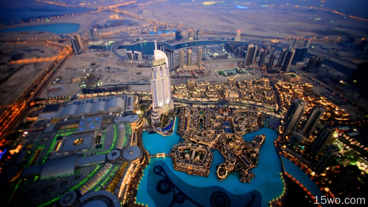 人造 迪拜 城市 阿拉伯联合酋长国 夜晚 高清壁纸